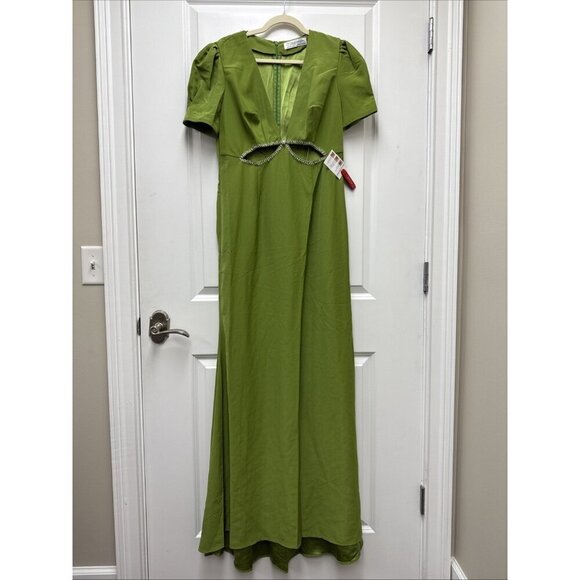 New Mac Duggal Size 10 Green 2630 Embellished Cut Out Gown Dress Prom Cocktail - Picture 4 of 11